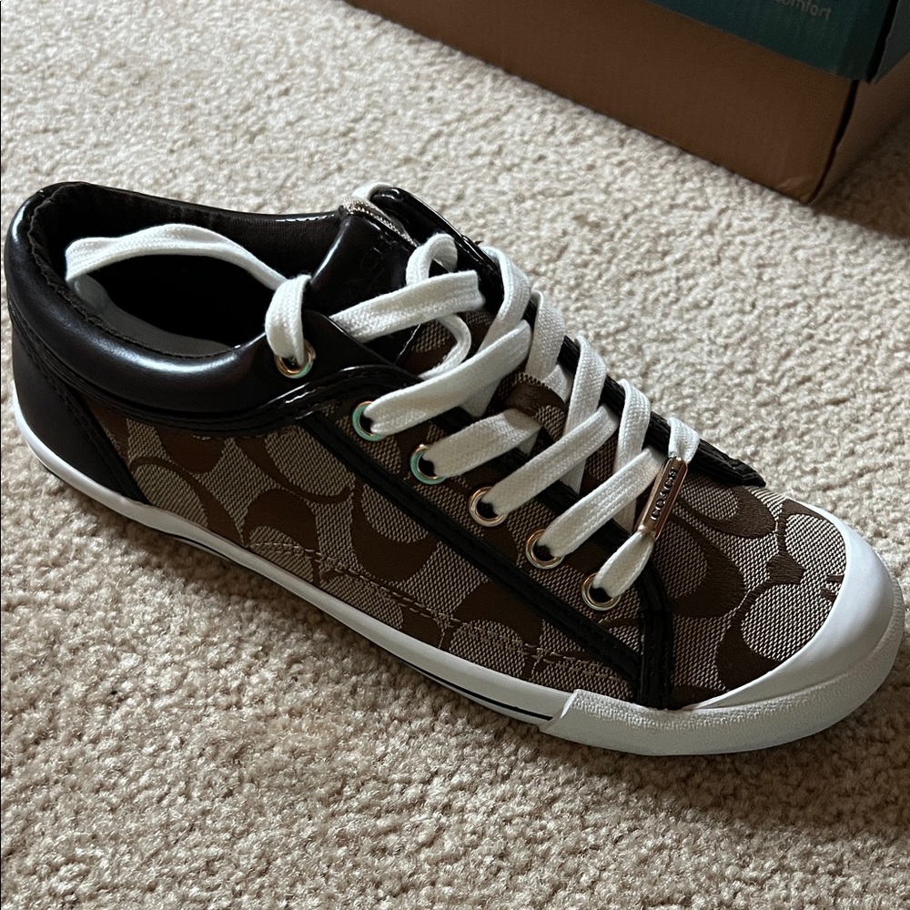 Brown and White Signature Sneakers